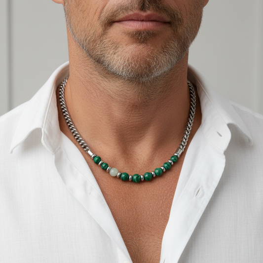 Collana BOLD STONE | Catena Massiccia con Pietre Naturali in Acciaio Inox – Eldra Milano