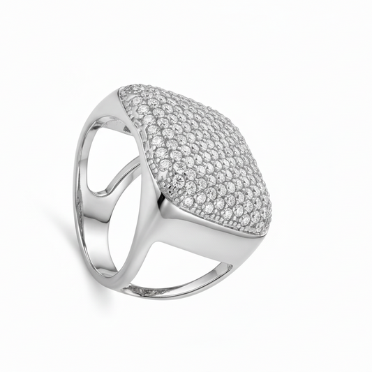 Anello Sovrano con Micro-Pavé di Zirconi - Regolabile - Eldra Milano