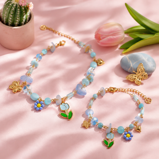 GLOW GARDEN BRACELET – Bracciale con Perline Colorate, Tulipano e Farfalla – Eldra Milano