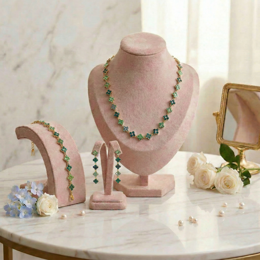 Parure Completa LUCKY LEAF – Collezione Fortuna 4 pezzi – Eldra Milano