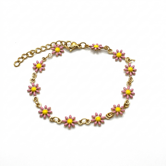 DAISY CHAIN BRACELET – Bracciale con Margherite Smaltate in Acciaio – Eldra Milano