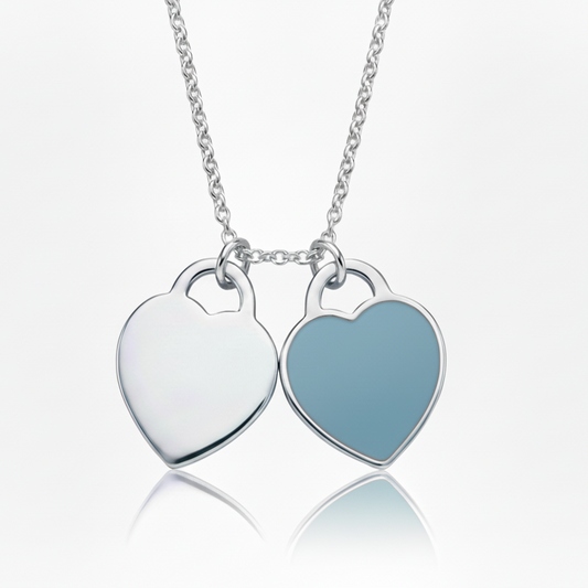 Collana Cuore Personalizzabile Eldra Milano - Doppio Ciondolo Incidibile All'Interno - Rosa/Blu