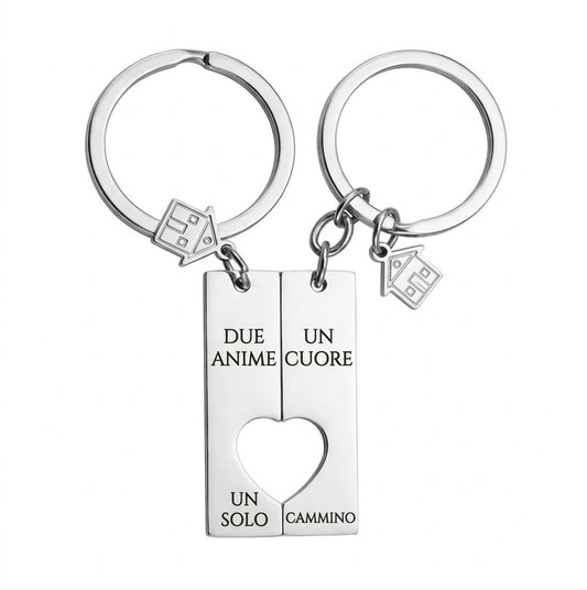 Portachiavi YOU & ME | Barretta Cuore Spezzato Personalizzabile in Acciaio Inox – Eldra Milano