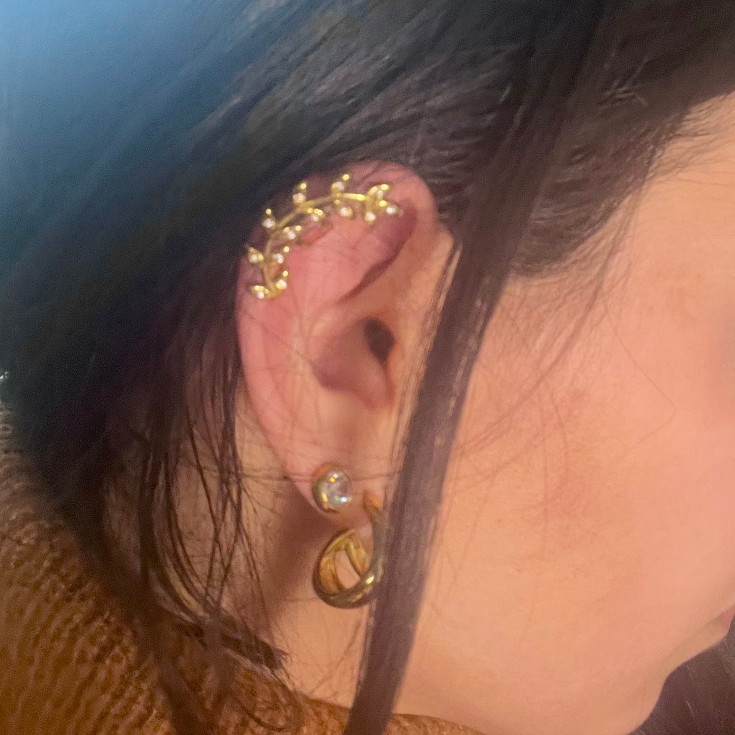 Orecchino Singolo Ear Cuff FLOWERY – Appoggio Senza Buco | Eldra Milano