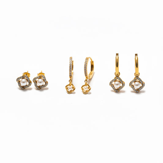 Set 3 Paia Orecchini TRIPLE PEARL | Eldra Milano
