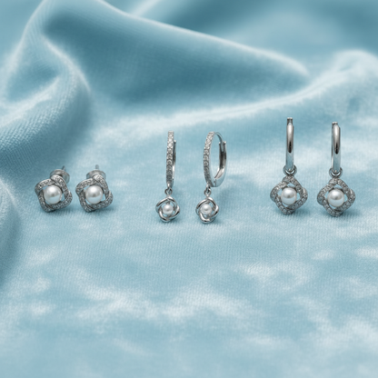 Set 3 Paia Orecchini TRIPLE PEARL | Eldra Milano