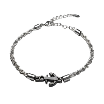Bracciale OCEAN ROPE – Maglia a Corda con Ancora Brunita | Eldra Milano