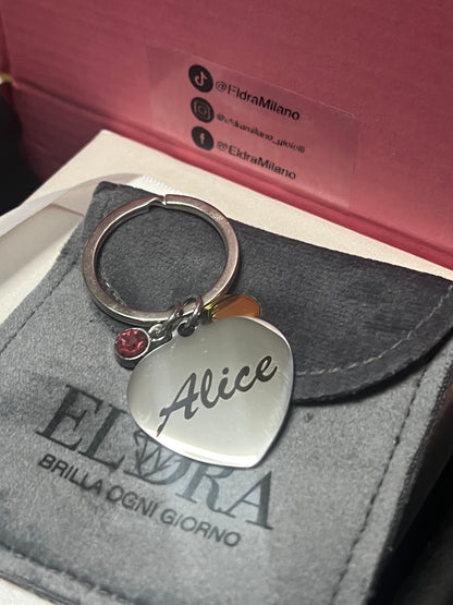 Portachiavi EVENTI in Acciaio con Punto Luce – Ideale per Bomboniere e Regali – Eldra Milano