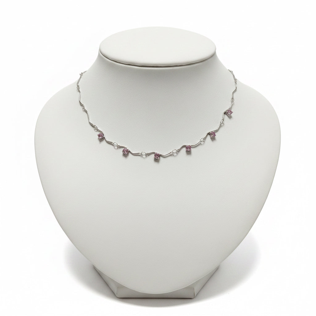 Collana zig zag con zirconi
