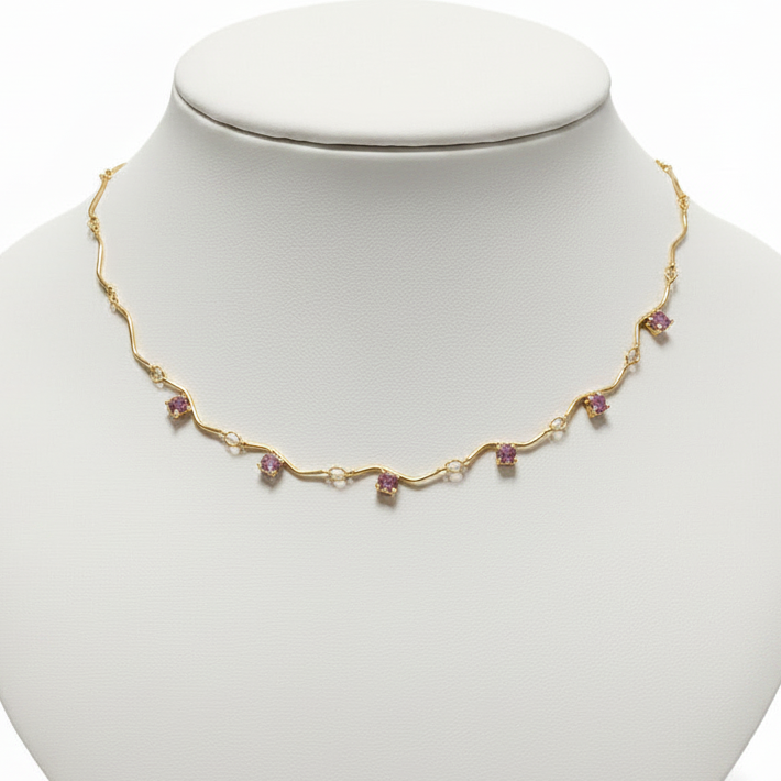 Collana zig zag con zirconi