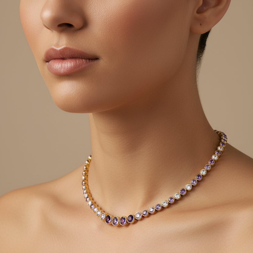 Collana a choker cascata di colori
