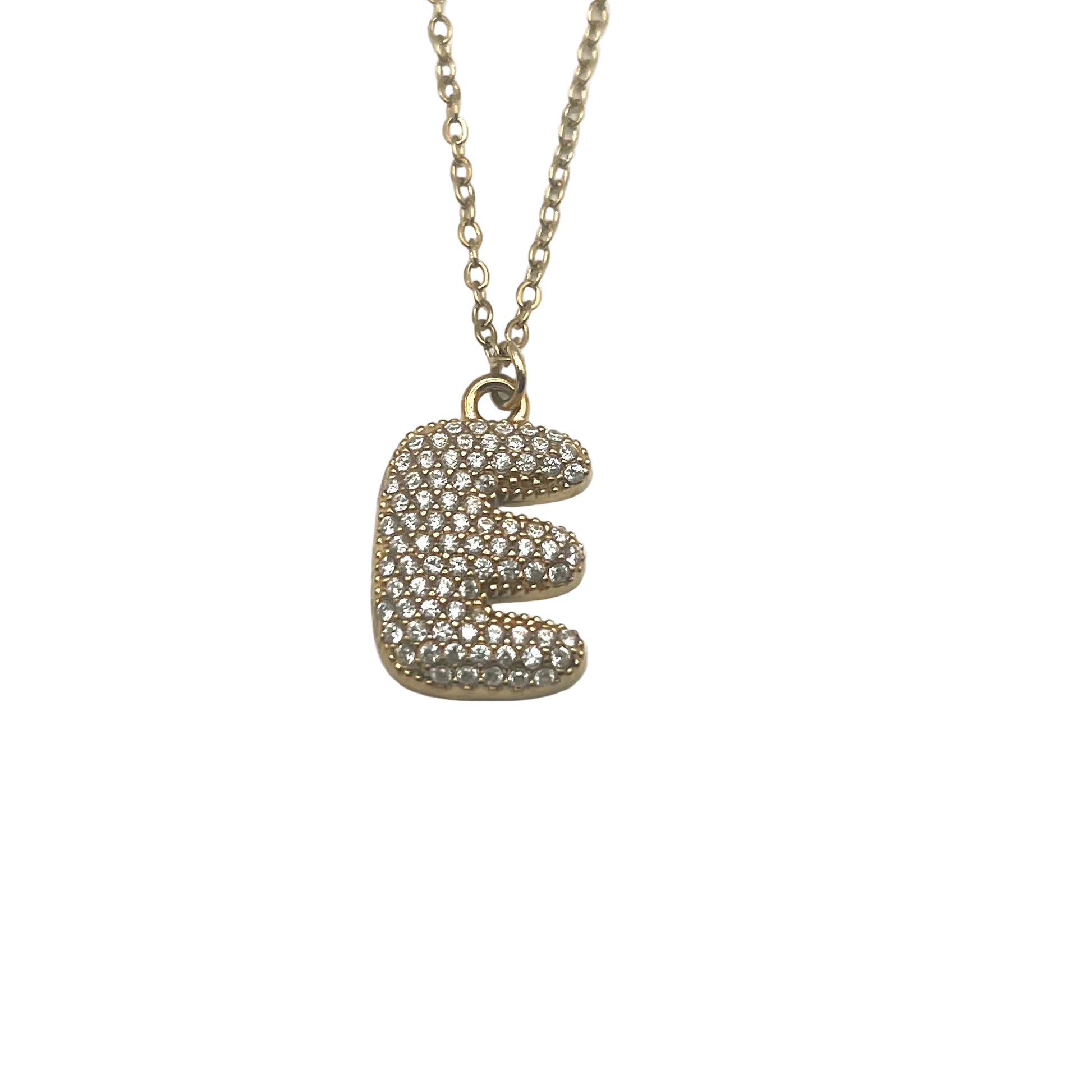 Collana INITIAL BUBBLE | Lettera Bombata in Acciaio Inox e Strass – Eldra Milano