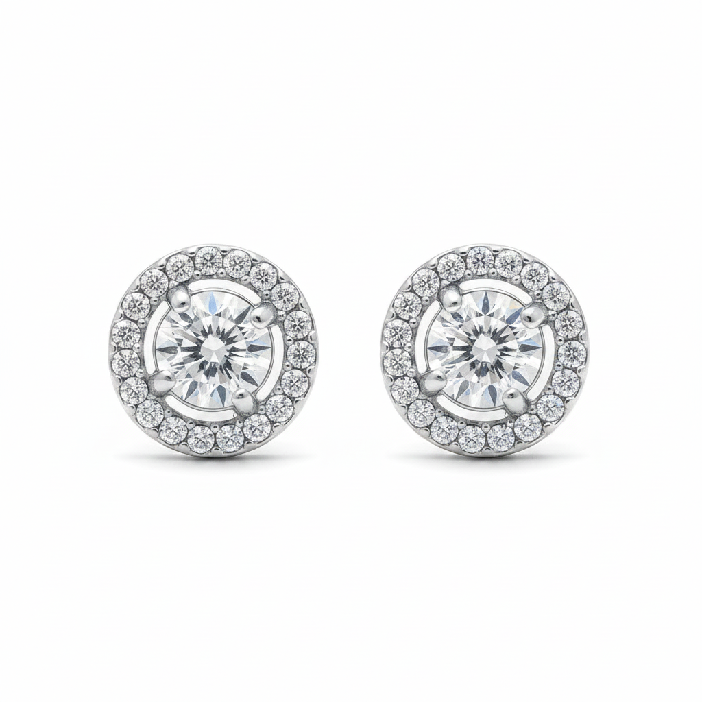 Orecchini punto luce con zirconi e strass