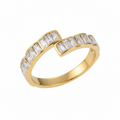 Anello GLAM SHINE – Fascia Regolabile con Zirconi Baguette | Eldra Milano
