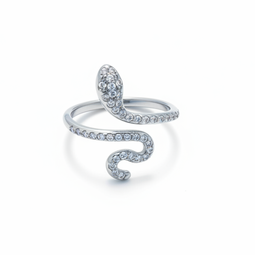 Anello regolabile snake con strass