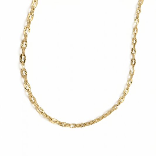 Collana GOLDEN LEAF | Catenina a Trama di Foglie in Acciaio Inox Oro – Eldra Milano