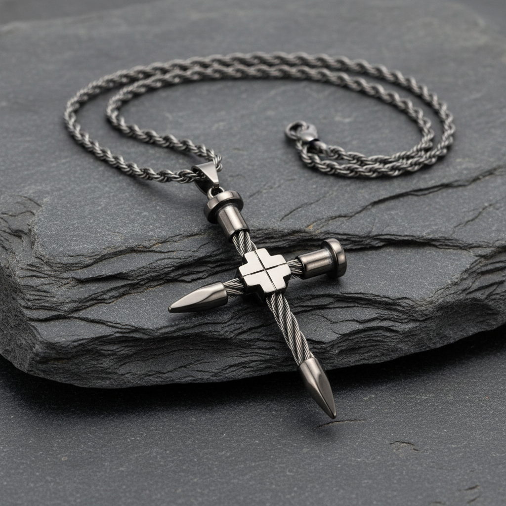 CROSS KNOT – Collana Uomo Croce Intrecciata in Acciaio Inossidabile – Eldra Milano