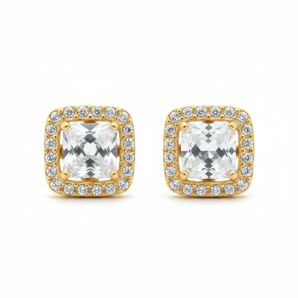 Orecchini squadrati con zirconi e strass