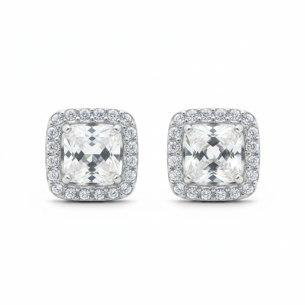Orecchini squadrati con zirconi e strass