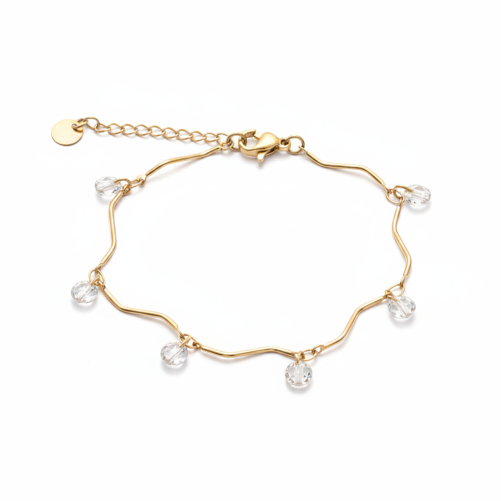 Bracciale zig zag con petali di cristallo