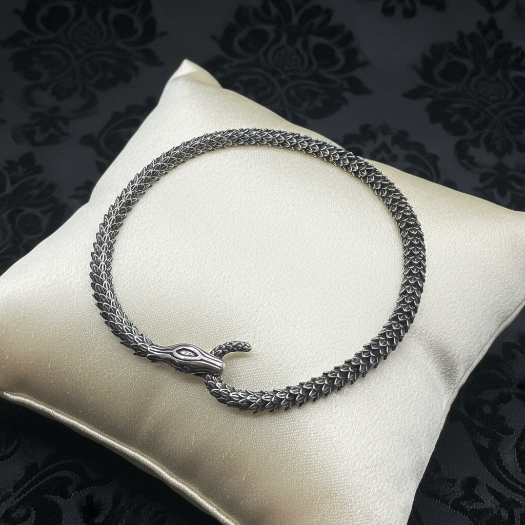 Collana SERPENT SCALE Silver | Acciaio Inox Massiccio Punk Style