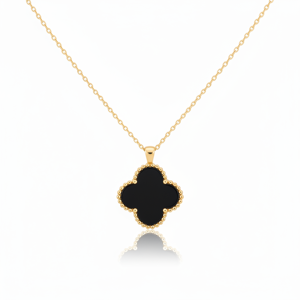 Collana con quadrifoglio pendente con pietra