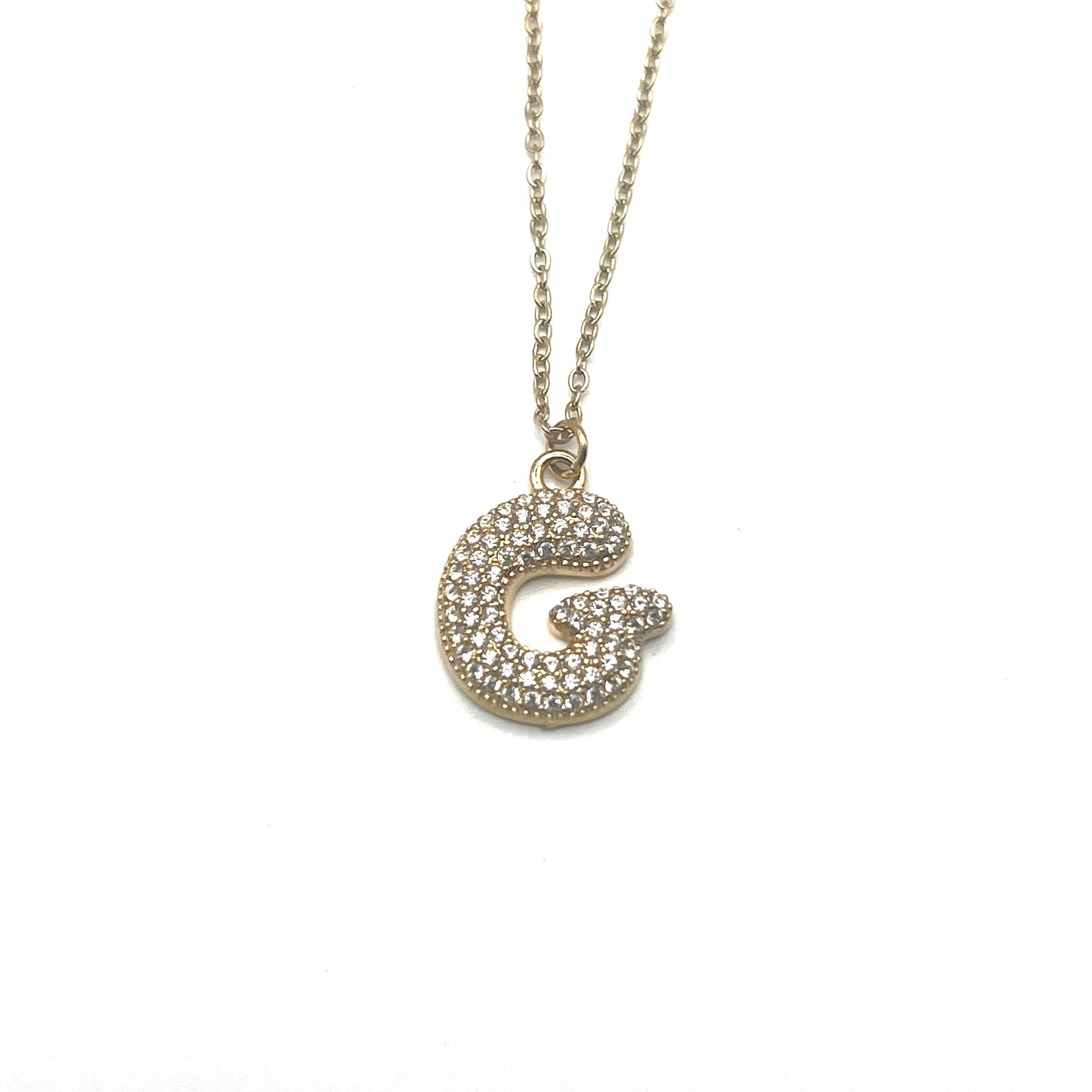 Collana INITIAL BUBBLE | Lettera Bombata in Acciaio Inox e Strass – Eldra Milano