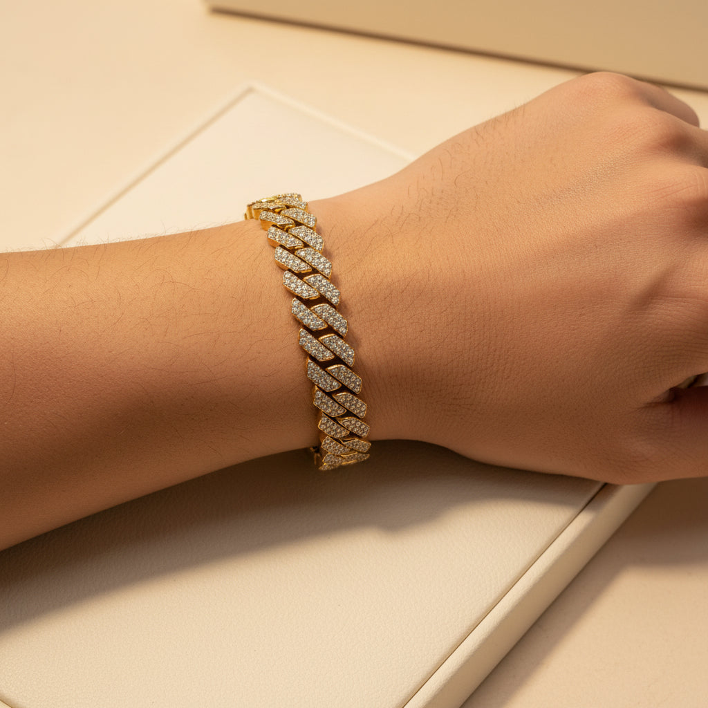 Ice cuban bracciale con zirconi