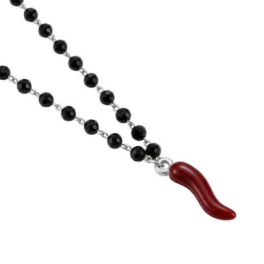 Collana AMULETO LUCK | Girocollo in Acciaio Inox con Cornino Portafortuna – Eldra Milano
