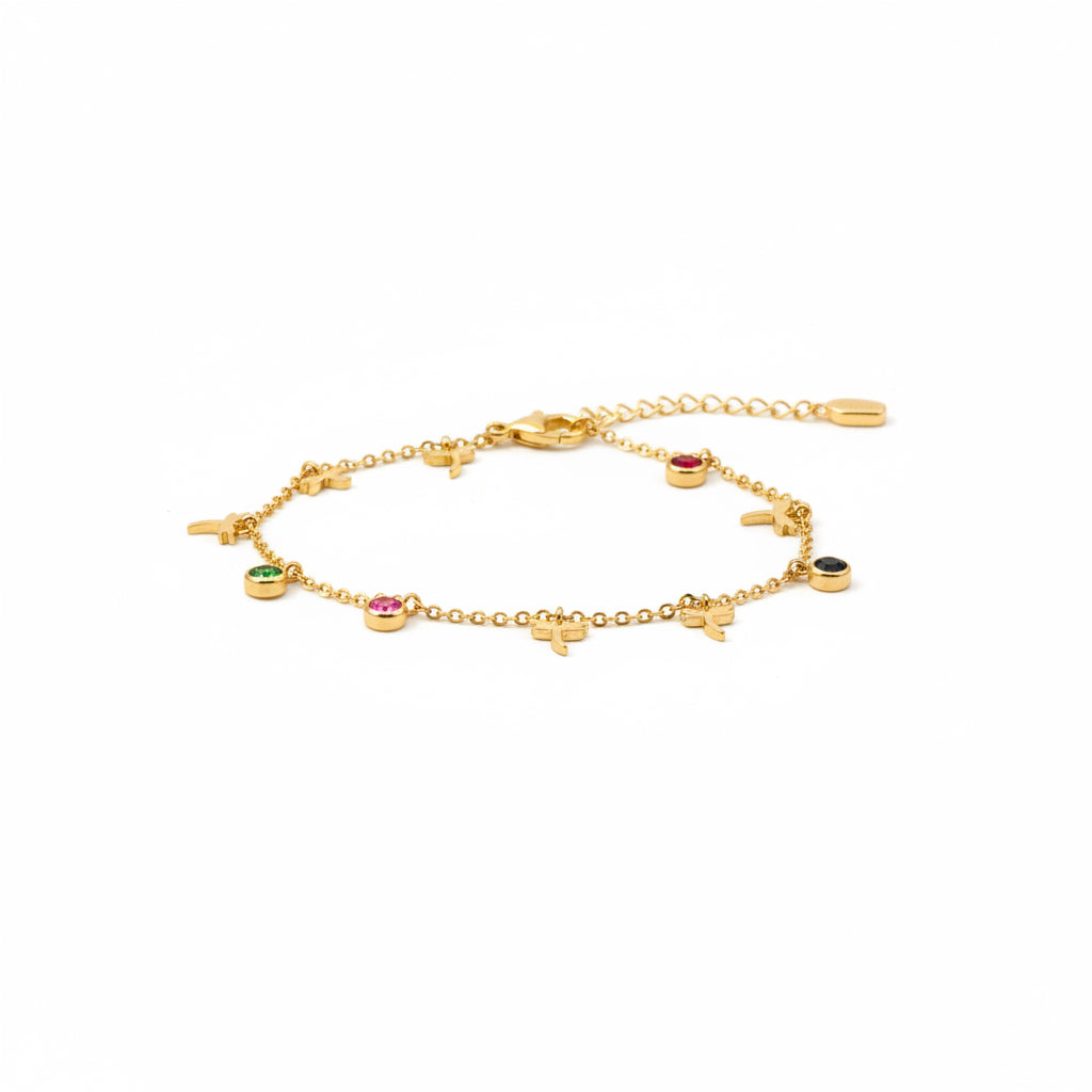 Cavigliera colorata charm e zirconi