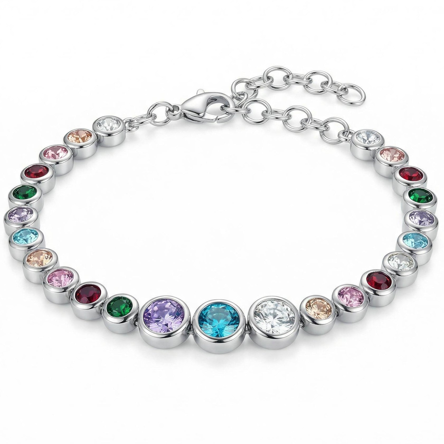 Bracciale INFINITY GLOW | Tennis Graduato in Acciaio Inox e Zirconi Multicolore – Eldra Milano