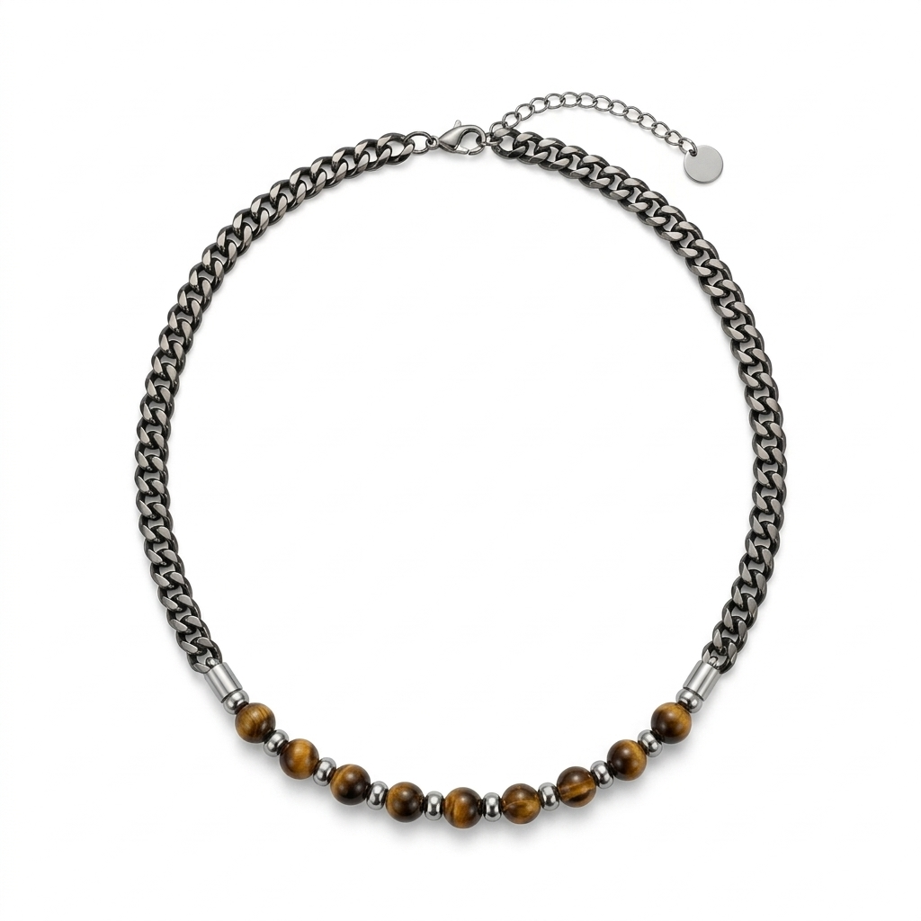 Collana BOLD STONE | Catena Massiccia con Pietre Naturali in Acciaio Inox – Eldra Milano