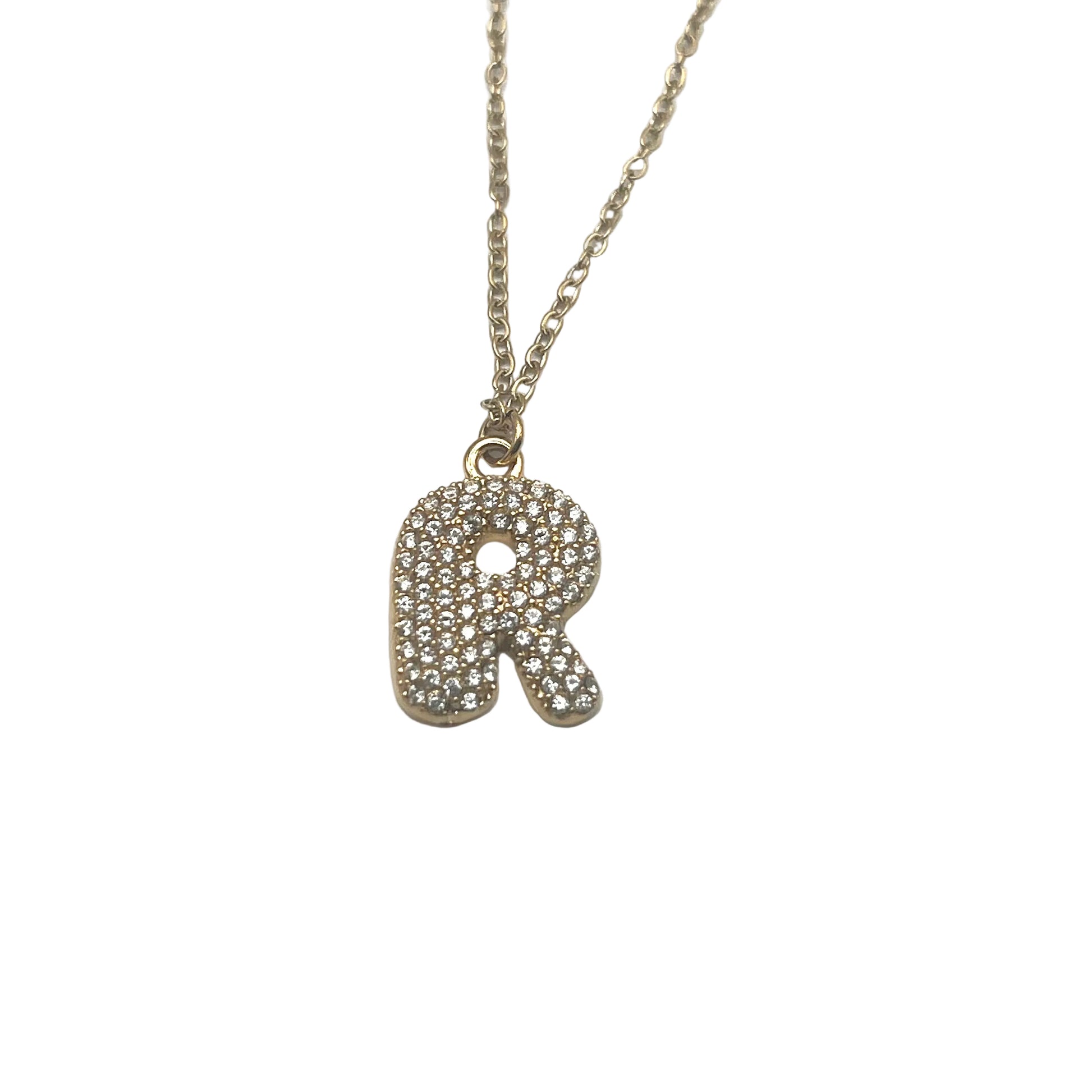 Collana INITIAL BUBBLE | Lettera Bombata in Acciaio Inox e Strass – Eldra Milano