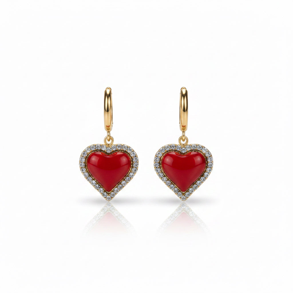 Orecchini amore a cerchio con cuore pendente