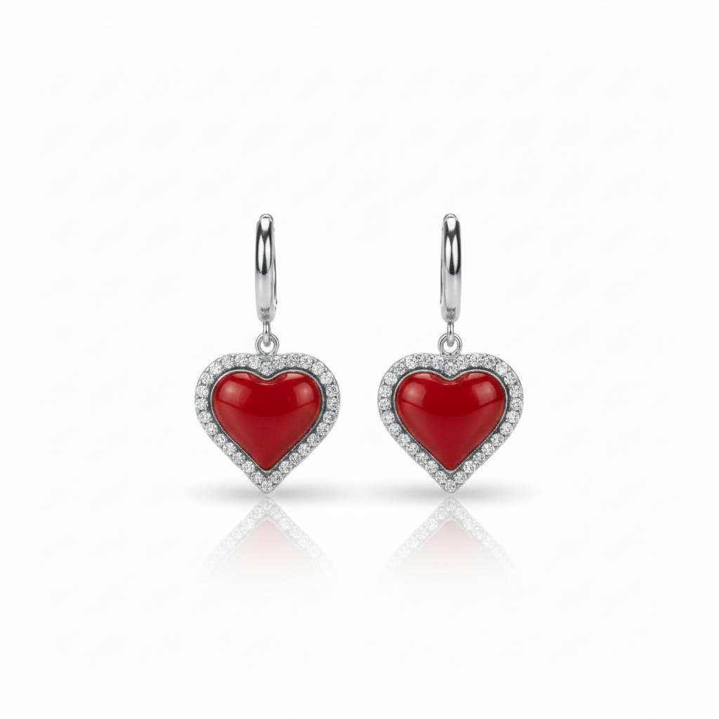 Orecchini amore a cerchio con cuore pendente