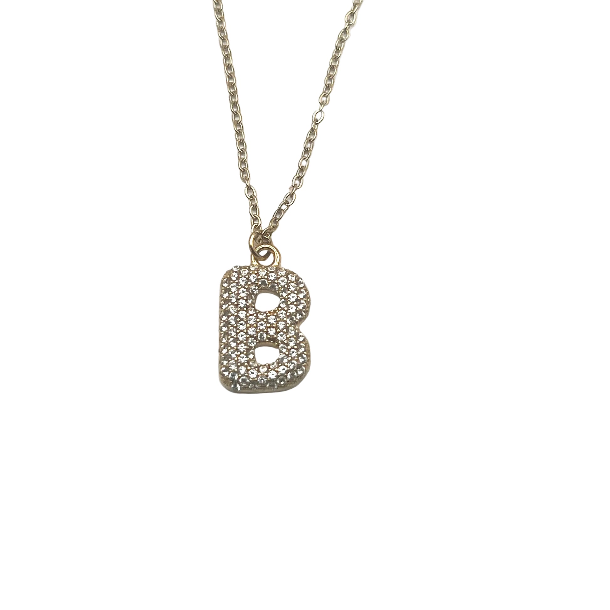 Collana INITIAL BUBBLE | Lettera Bombata in Acciaio Inox e Strass – Eldra Milano