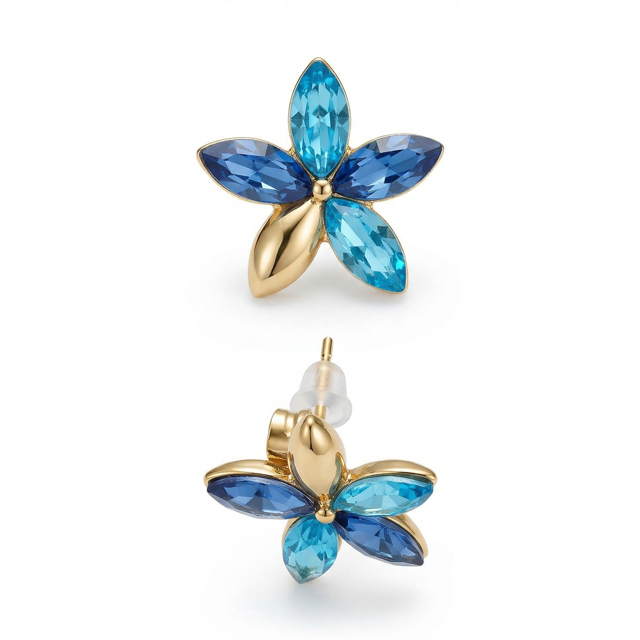 Orecchini a Lobo PETAL BLOOM – Design a Fiore con Punti Luce Multicolore in Acciaio Inox | Eldra Milano