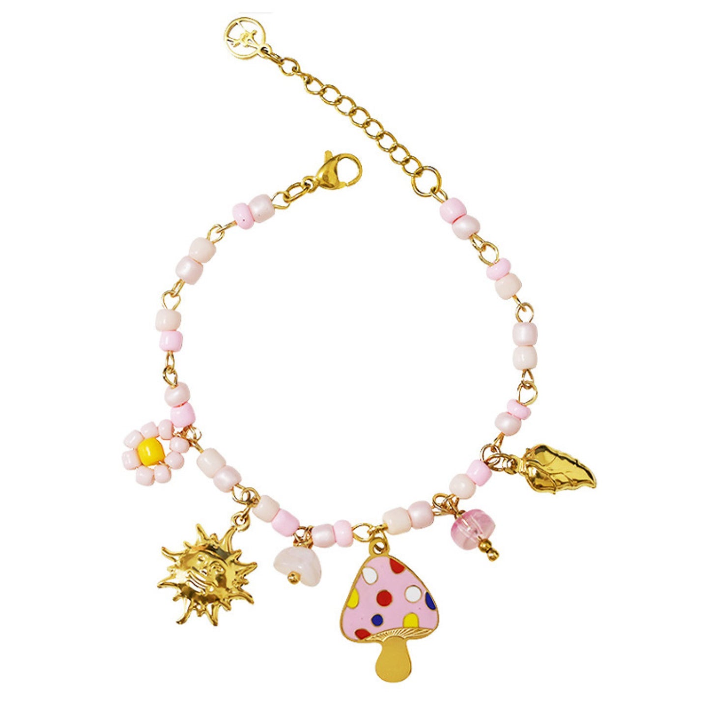 GLOW FANTASY BRACELET – Bracciale con Perline Colorate e Charms (Sole, Fiore, Fungo, Cuore) – Eldra Milano
