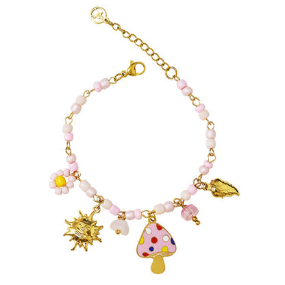 GLOW FANTASY BRACELET – Bracciale con Perline Colorate e Charms (Sole, Fiore, Fungo, Cuore) – Eldra Milano
