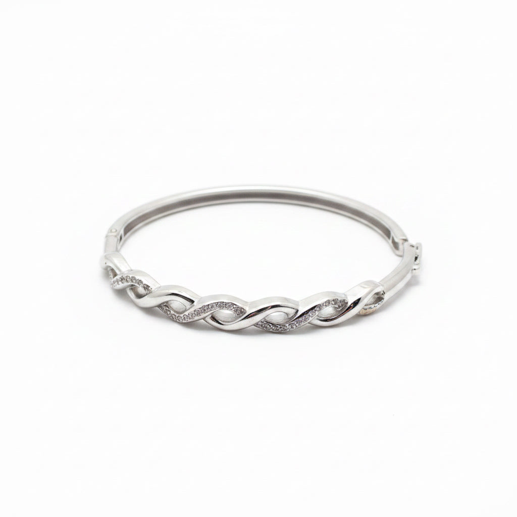 Bracciale rigido Intreccio luminoso con zirconi
