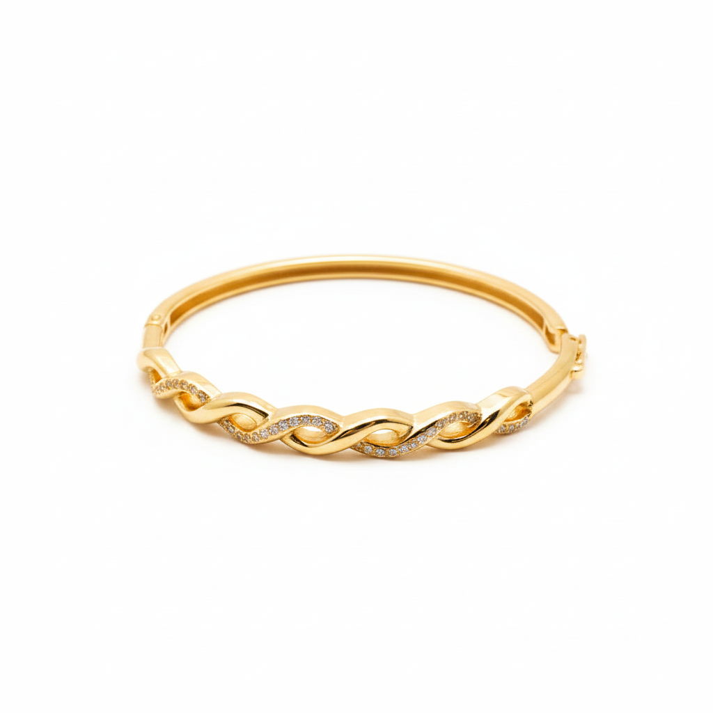Bracciale rigido Intreccio luminoso con zirconi