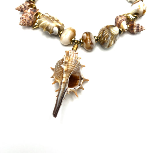 Collana SIRENA SHORE | Girocollo con Conchiglie Vere e Dettagli in Acciaio Inox – Eldra Milano