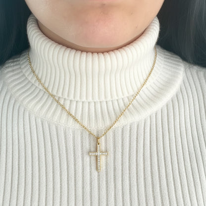 SET CROSS DEVOTION Gold | Collana Shine Cross & Bracciale Side Cross in Acciaio Inox – Eldra Milano