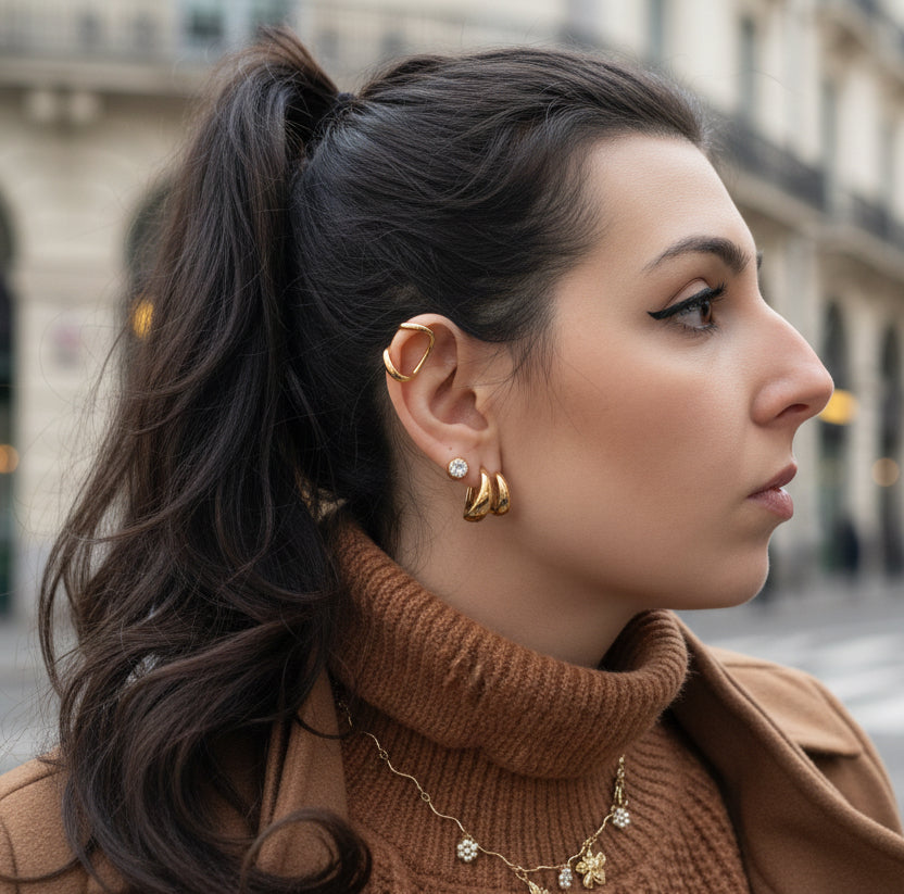 Orecchino Singolo Ear Cuff ESSENTIAL CUBE – Design Minimal  | Eldra Milano