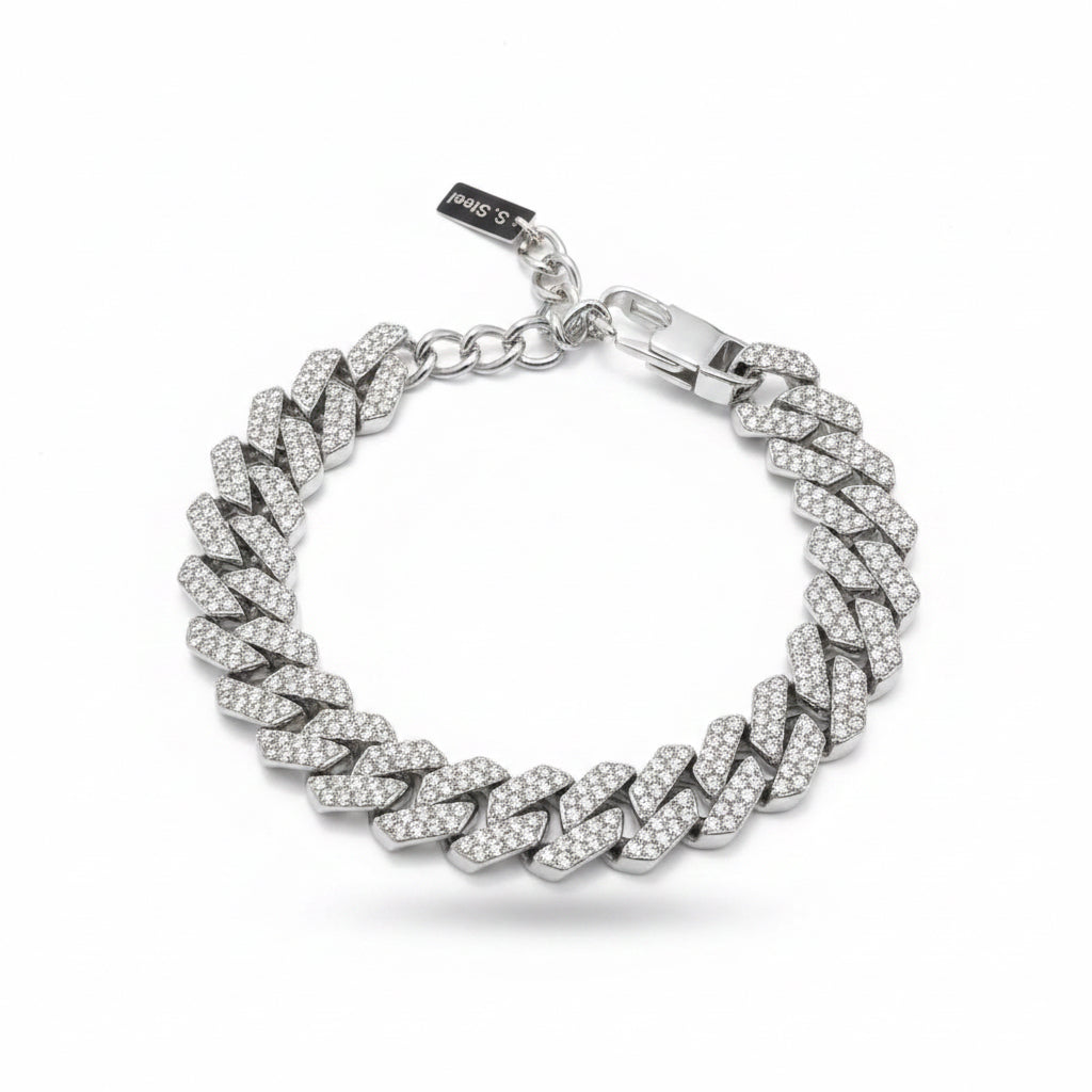 Ice cuban bracciale con zirconi