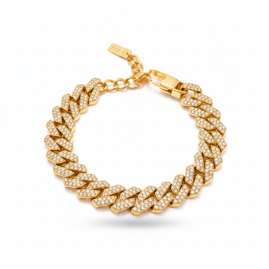Ice cuban bracciale con zirconi