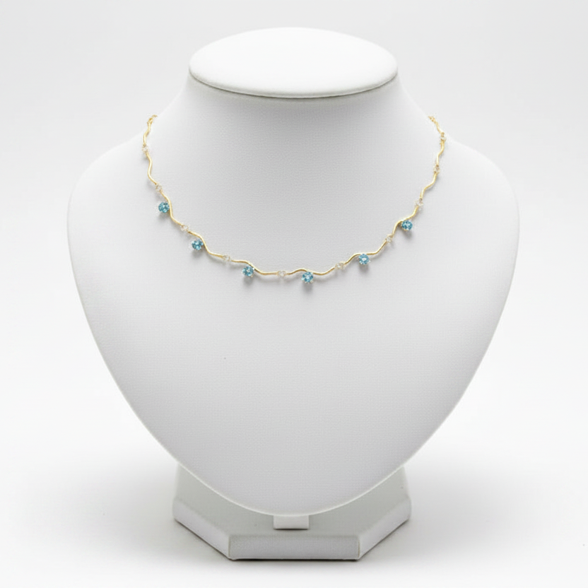 Collana zig zag con zirconi