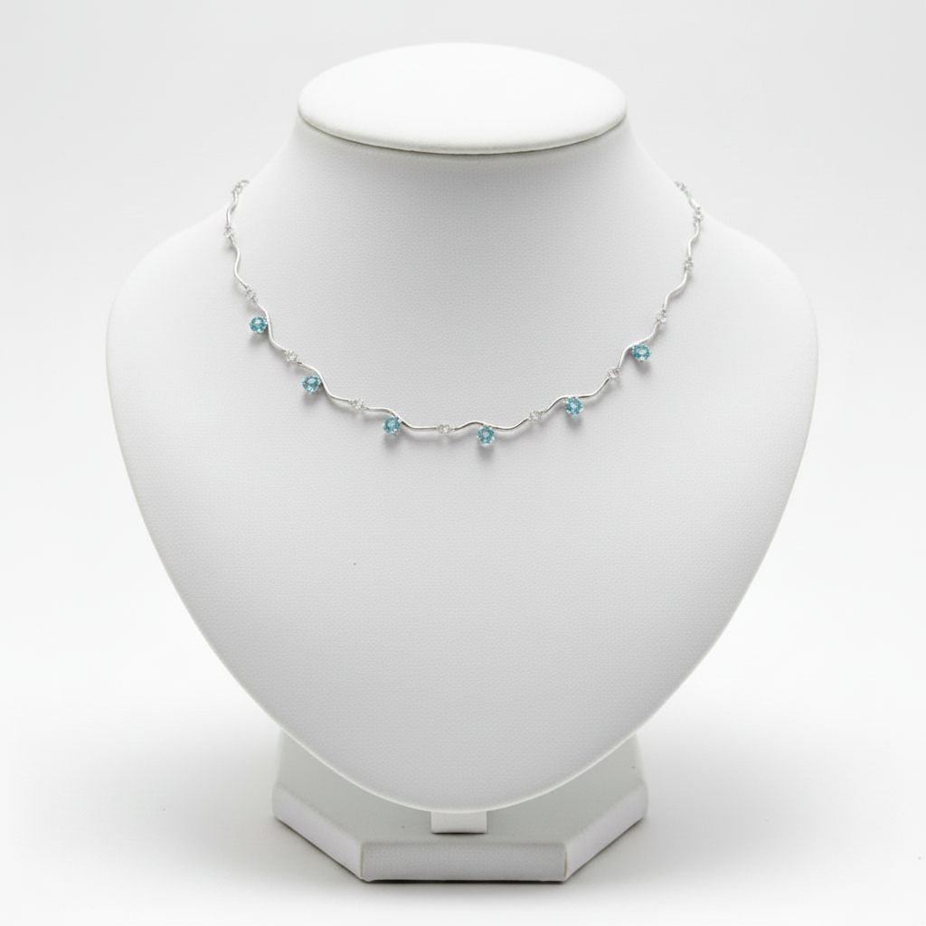 Collana zig zag con zirconi