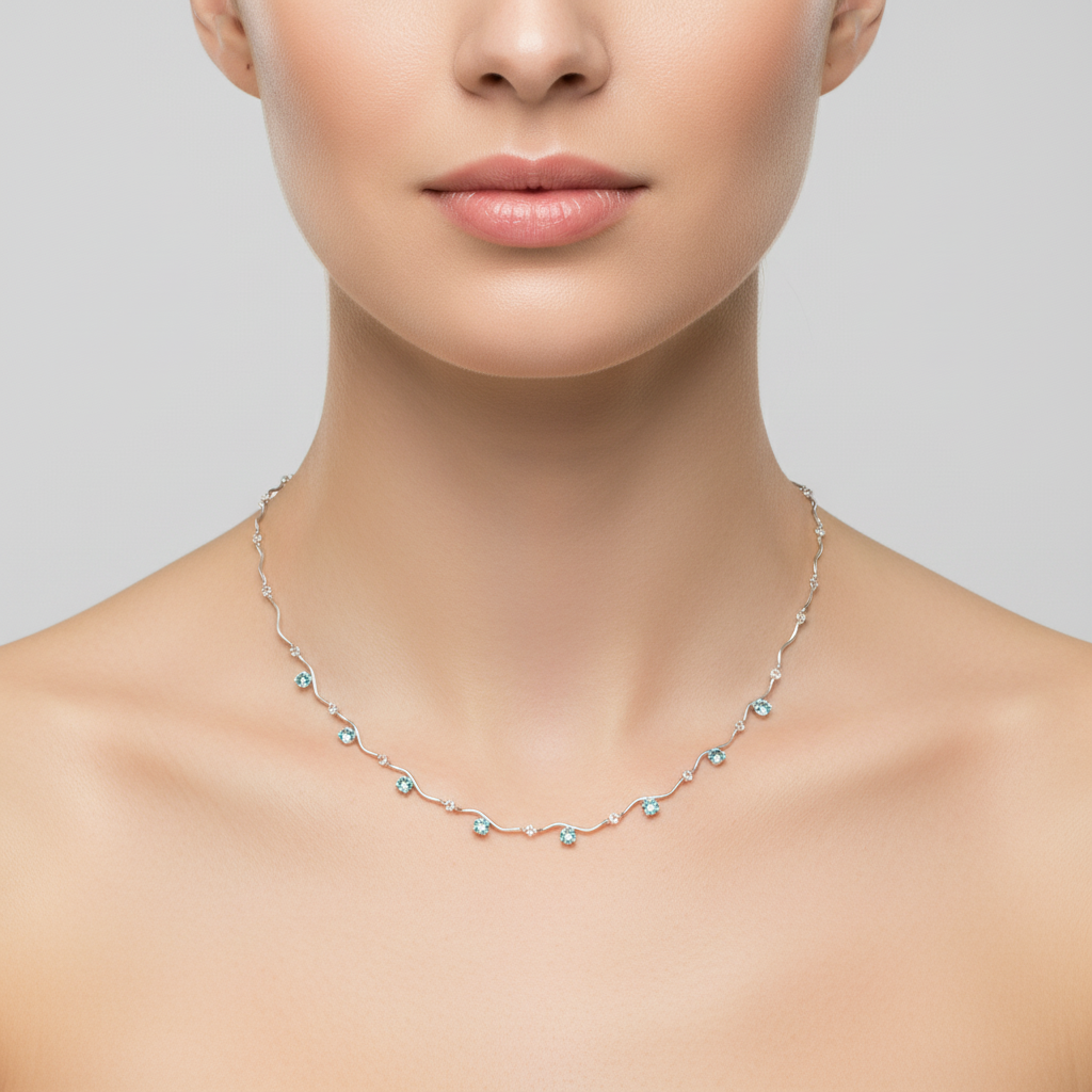 Collana zig zag con zirconi