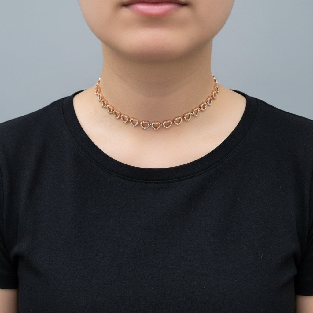 Collana girocollo cuore con zirconi
